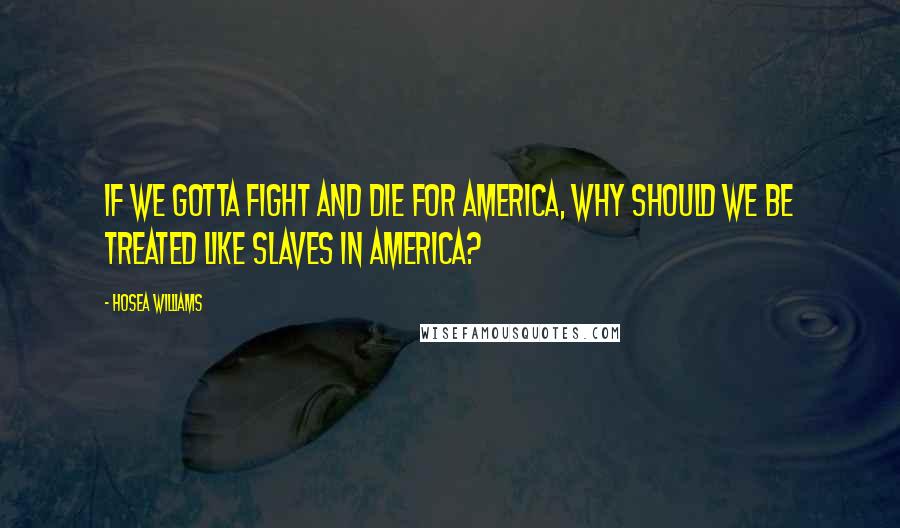 Hosea Williams Quotes: If we gotta fight and die for America, why should we be treated like slaves in America?