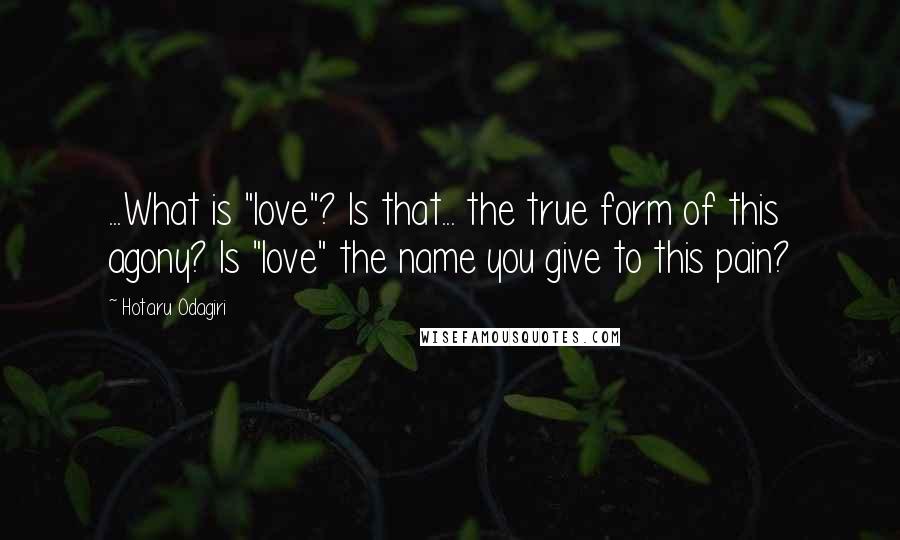 Hotaru Odagiri Quotes: ...What is "love"? Is that... the true form of this agony? Is "love" the name you give to this pain?