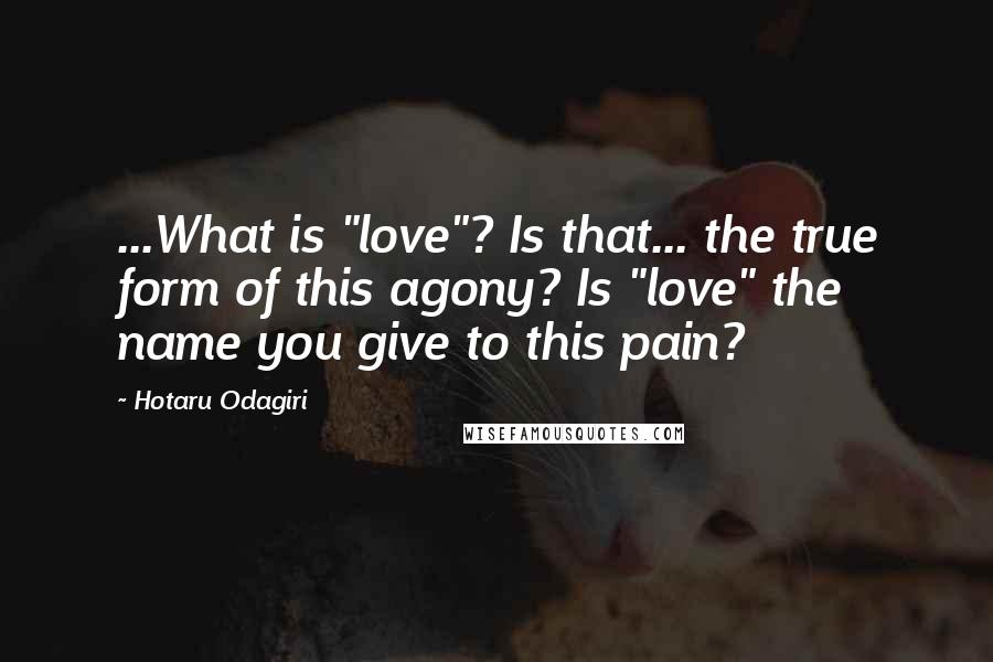 Hotaru Odagiri Quotes: ...What is "love"? Is that... the true form of this agony? Is "love" the name you give to this pain?