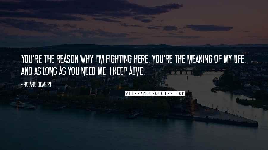 Hotaru Odagiri Quotes: You're the reason why I'm fighting here. You're the meaning of my life. And as long as you need me, I keep alive.