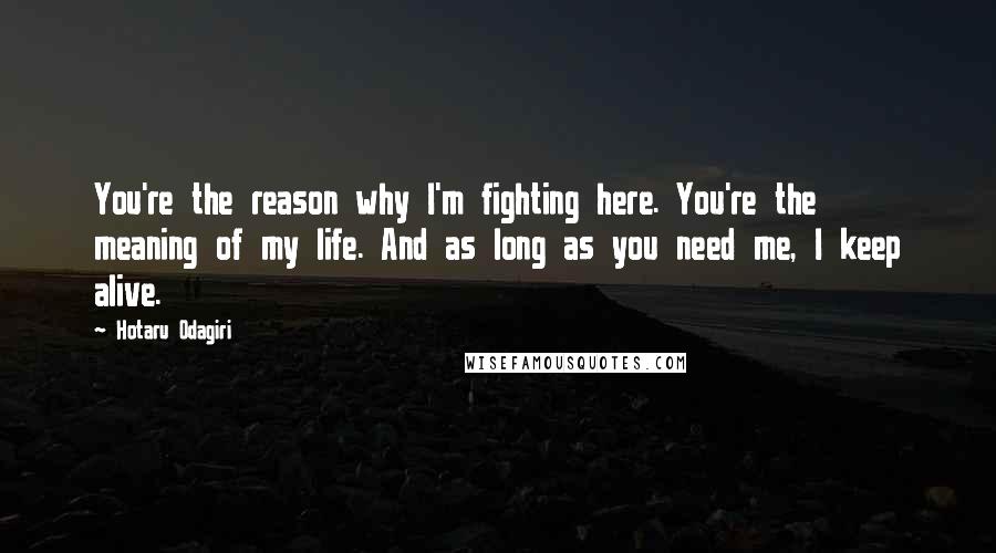 Hotaru Odagiri Quotes: You're the reason why I'm fighting here. You're the meaning of my life. And as long as you need me, I keep alive.