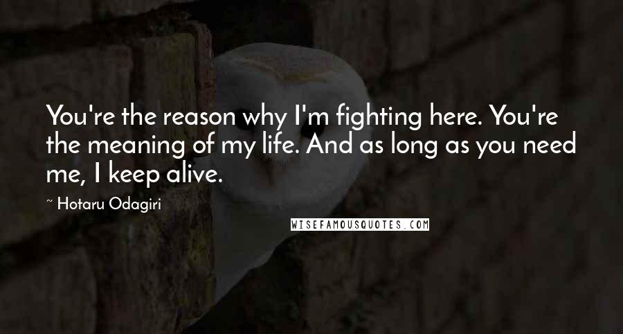 Hotaru Odagiri Quotes: You're the reason why I'm fighting here. You're the meaning of my life. And as long as you need me, I keep alive.