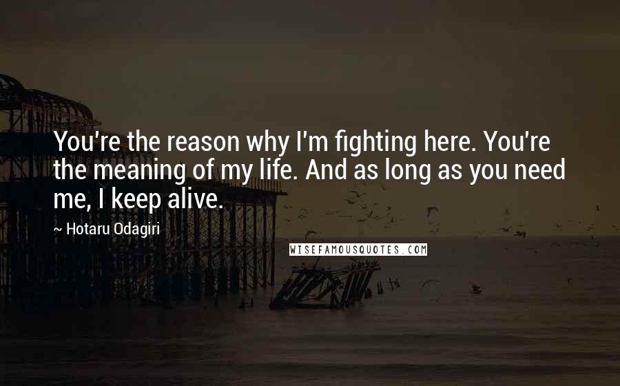 Hotaru Odagiri Quotes: You're the reason why I'm fighting here. You're the meaning of my life. And as long as you need me, I keep alive.