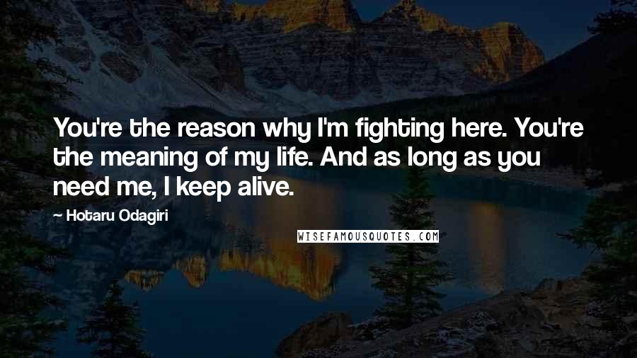 Hotaru Odagiri Quotes: You're the reason why I'm fighting here. You're the meaning of my life. And as long as you need me, I keep alive.