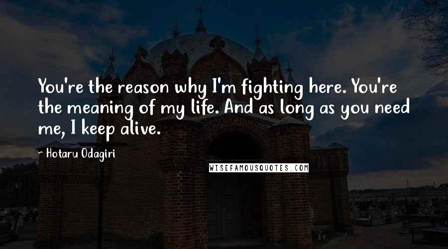 Hotaru Odagiri Quotes: You're the reason why I'm fighting here. You're the meaning of my life. And as long as you need me, I keep alive.