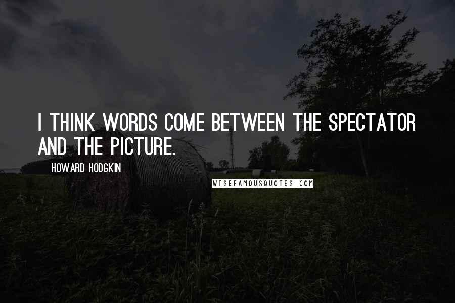 Howard Hodgkin Quotes: I think words come between the spectator and the picture.