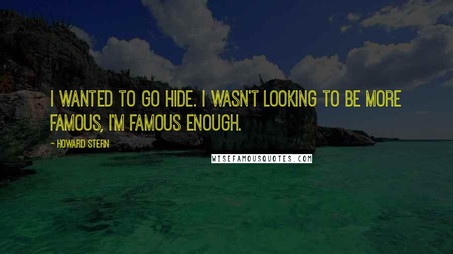 Howard Stern Quotes: I wanted to go hide. I wasn't looking to be more famous, I'm famous enough.