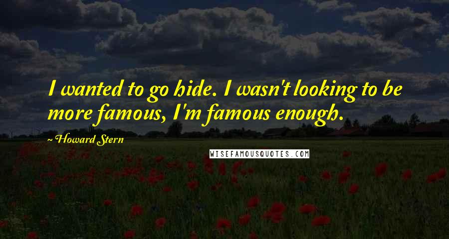 Howard Stern Quotes: I wanted to go hide. I wasn't looking to be more famous, I'm famous enough.