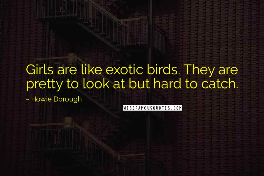 Howie Dorough Quotes: Girls are like exotic birds. They are pretty to look at but hard to catch.