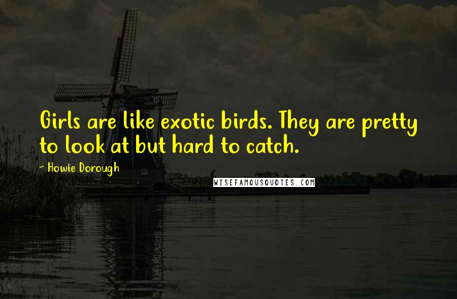 Howie Dorough Quotes: Girls are like exotic birds. They are pretty to look at but hard to catch.