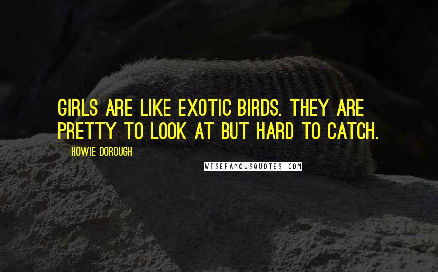 Howie Dorough Quotes: Girls are like exotic birds. They are pretty to look at but hard to catch.