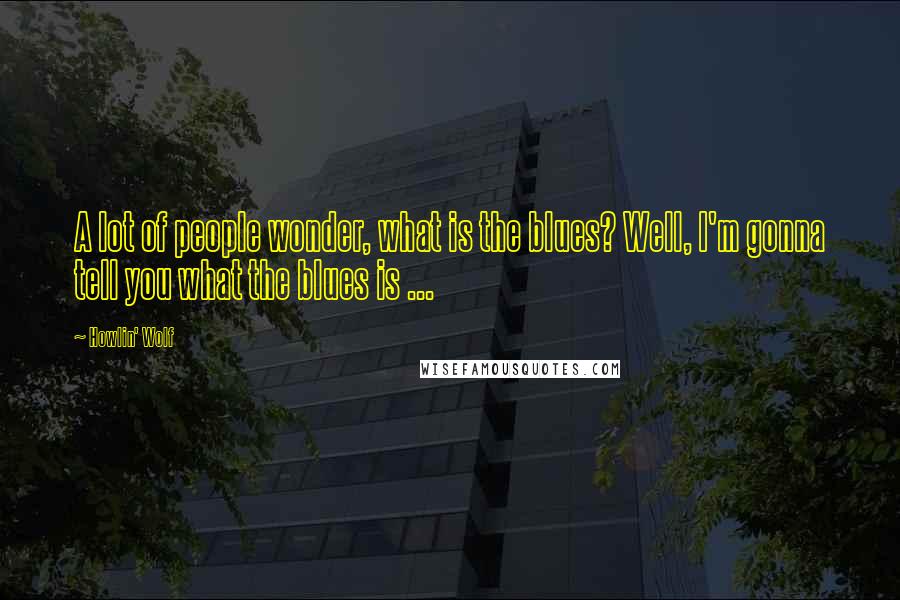 Howlin' Wolf Quotes: A lot of people wonder, what is the blues? Well, I'm gonna tell you what the blues is ...