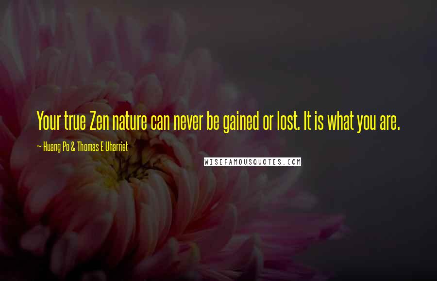 Huang Po & Thomas E Uharriet Quotes: Your true Zen nature can never be gained or lost. It is what you are.