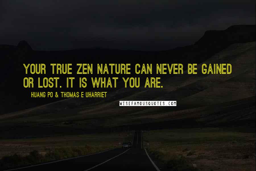 Huang Po & Thomas E Uharriet Quotes: Your true Zen nature can never be gained or lost. It is what you are.