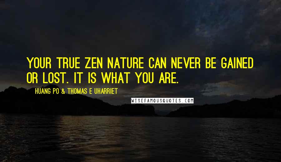 Huang Po & Thomas E Uharriet Quotes: Your true Zen nature can never be gained or lost. It is what you are.