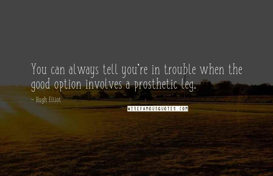 Hugh Elliot Quotes: You can always tell you're in trouble when the good option involves a prosthetic leg.