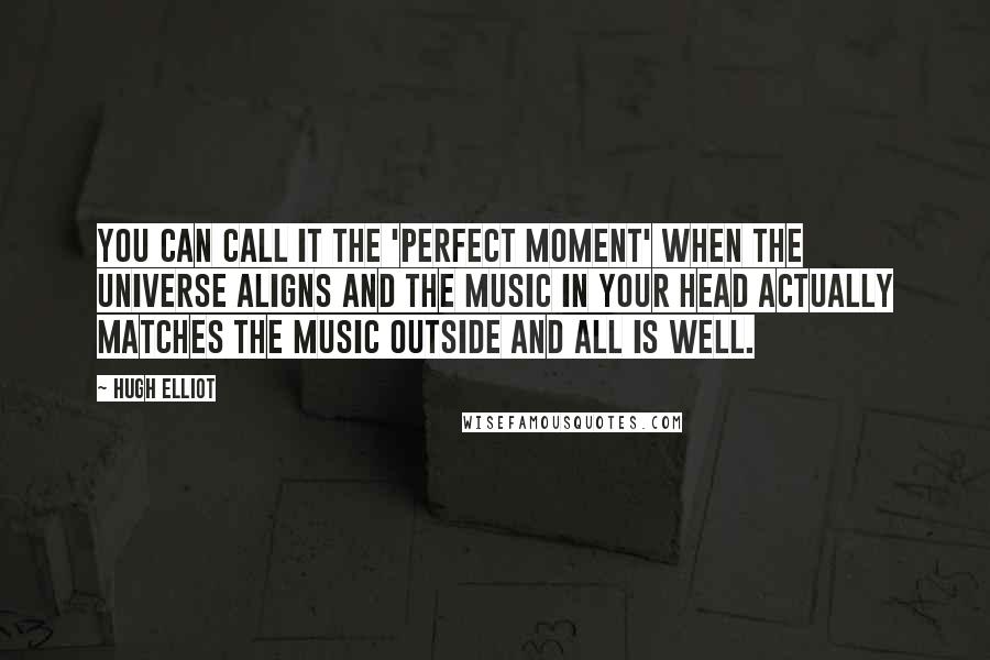 Hugh Elliot Quotes: You can call it the 'Perfect Moment' when the universe aligns and the music in your head actually matches the music outside and all is well.