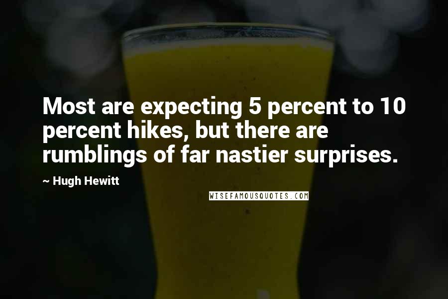 Hugh Hewitt Quotes: Most are expecting 5 percent to 10 percent hikes, but there are rumblings of far nastier surprises.