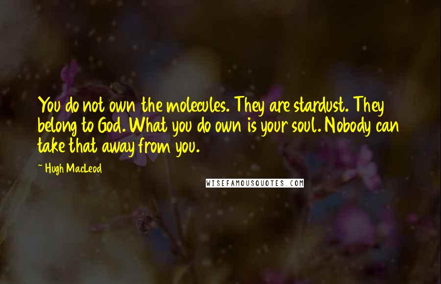 Hugh MacLeod Quotes: You do not own the molecules. They are stardust. They belong to God. What you do own is your soul. Nobody can take that away from you.