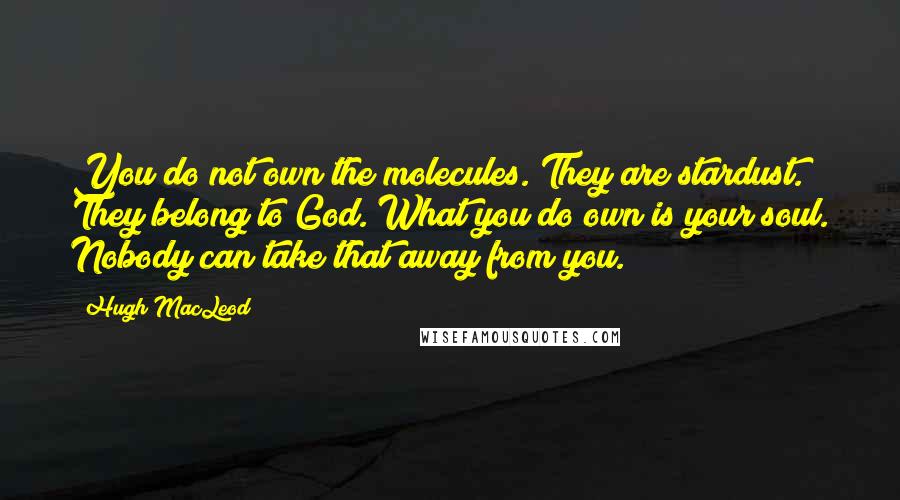 Hugh MacLeod Quotes: You do not own the molecules. They are stardust. They belong to God. What you do own is your soul. Nobody can take that away from you.