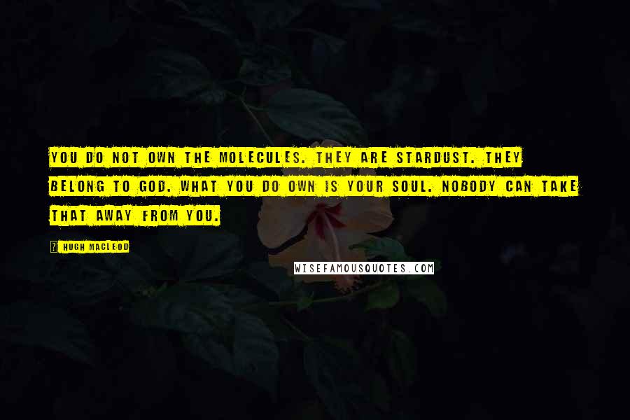 Hugh MacLeod Quotes: You do not own the molecules. They are stardust. They belong to God. What you do own is your soul. Nobody can take that away from you.