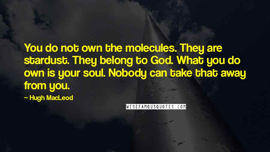 Hugh MacLeod Quotes: You do not own the molecules. They are stardust. They belong to God. What you do own is your soul. Nobody can take that away from you.