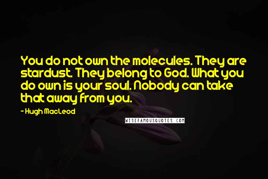 Hugh MacLeod Quotes: You do not own the molecules. They are stardust. They belong to God. What you do own is your soul. Nobody can take that away from you.