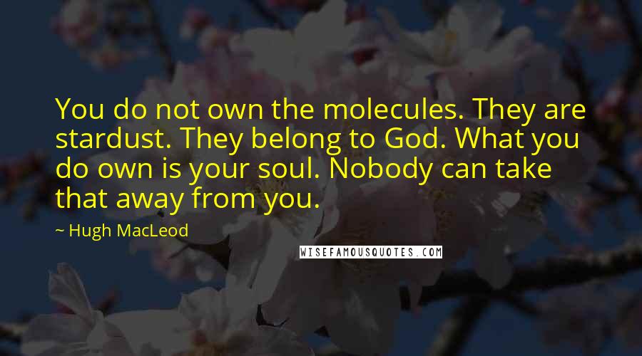 Hugh MacLeod Quotes: You do not own the molecules. They are stardust. They belong to God. What you do own is your soul. Nobody can take that away from you.