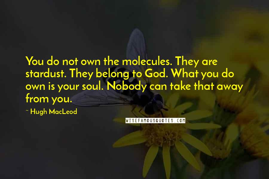 Hugh MacLeod Quotes: You do not own the molecules. They are stardust. They belong to God. What you do own is your soul. Nobody can take that away from you.
