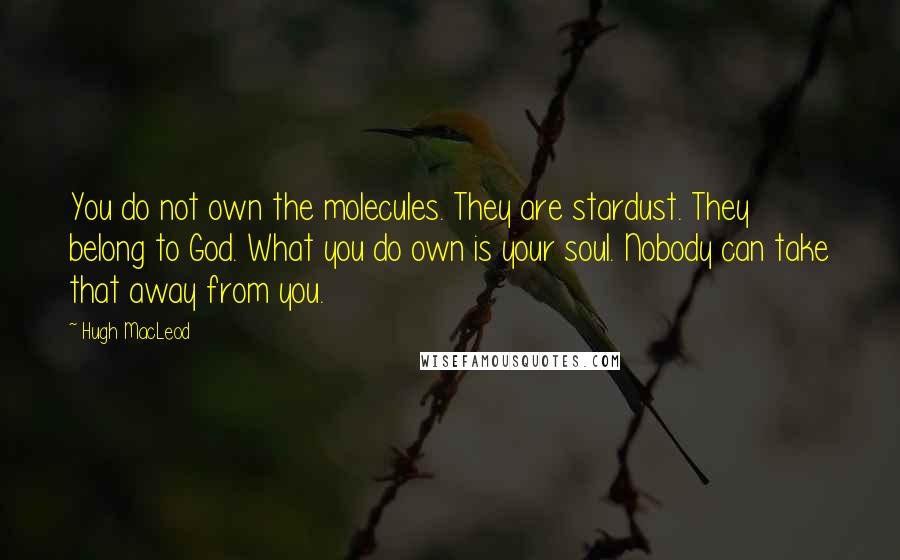 Hugh MacLeod Quotes: You do not own the molecules. They are stardust. They belong to God. What you do own is your soul. Nobody can take that away from you.