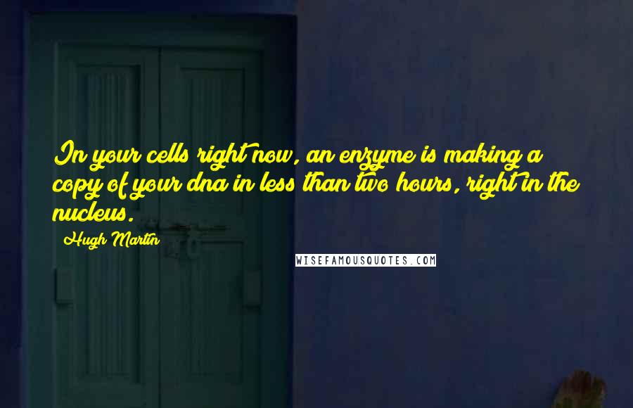 Hugh Martin Quotes: In your cells right now, an enzyme is making a copy of your dna in less than two hours, right in the nucleus.