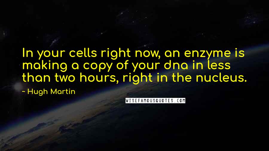 Hugh Martin Quotes: In your cells right now, an enzyme is making a copy of your dna in less than two hours, right in the nucleus.