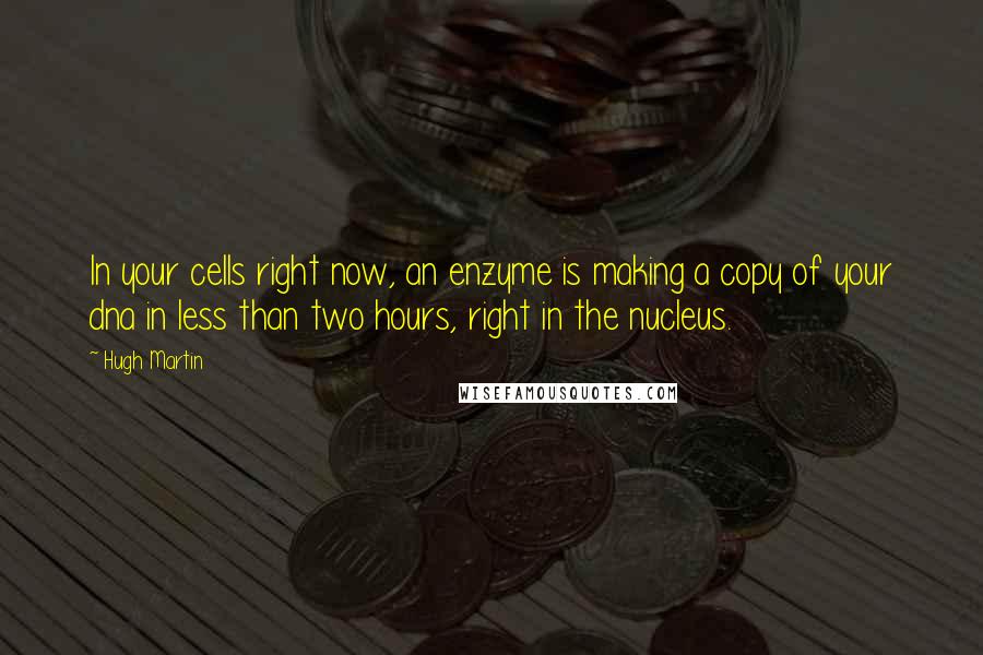 Hugh Martin Quotes: In your cells right now, an enzyme is making a copy of your dna in less than two hours, right in the nucleus.