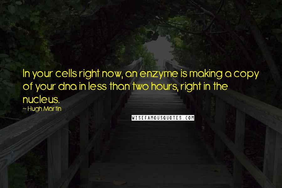 Hugh Martin Quotes: In your cells right now, an enzyme is making a copy of your dna in less than two hours, right in the nucleus.