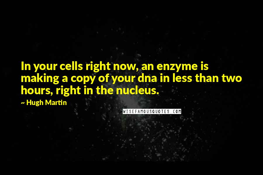 Hugh Martin Quotes: In your cells right now, an enzyme is making a copy of your dna in less than two hours, right in the nucleus.