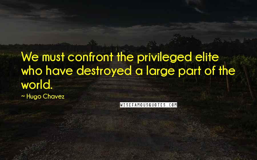 Hugo Chavez Quotes: We must confront the privileged elite who have destroyed a large part of the world.