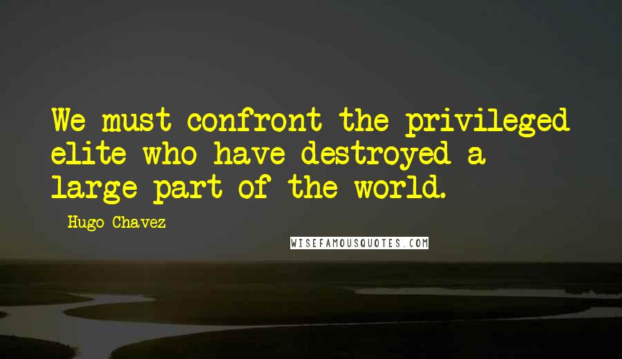 Hugo Chavez Quotes: We must confront the privileged elite who have destroyed a large part of the world.