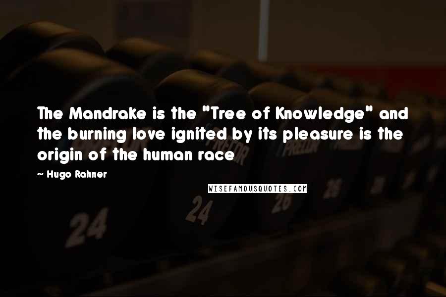 Hugo Rahner Quotes: The Mandrake is the "Tree of Knowledge" and the burning love ignited by its pleasure is the origin of the human race