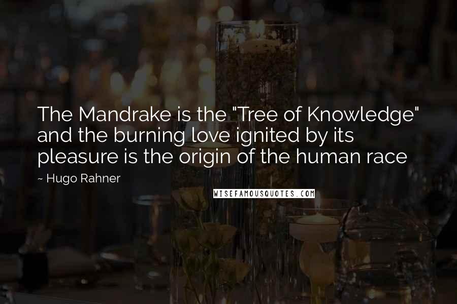 Hugo Rahner Quotes: The Mandrake is the "Tree of Knowledge" and the burning love ignited by its pleasure is the origin of the human race