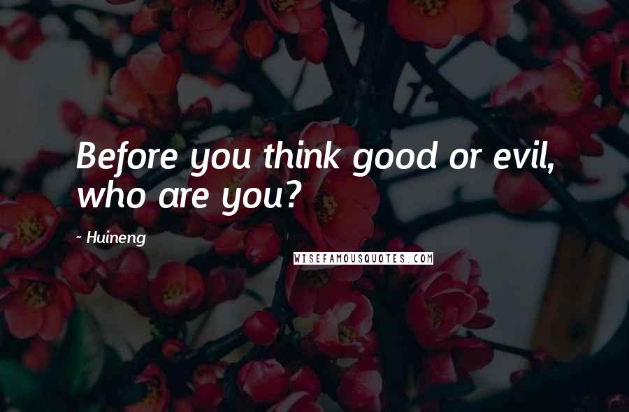 Huineng Quotes: Before you think good or evil, who are you?