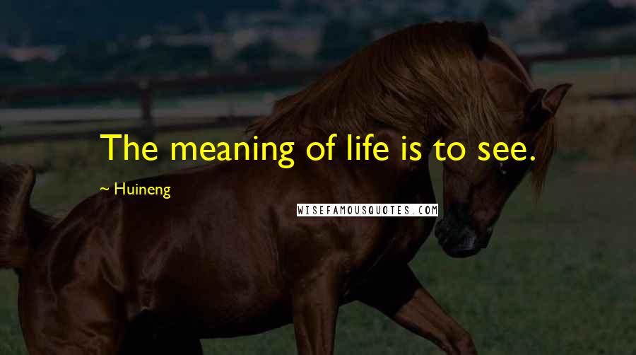 Huineng Quotes: The meaning of life is to see.