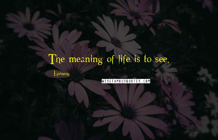 Huineng Quotes: The meaning of life is to see.