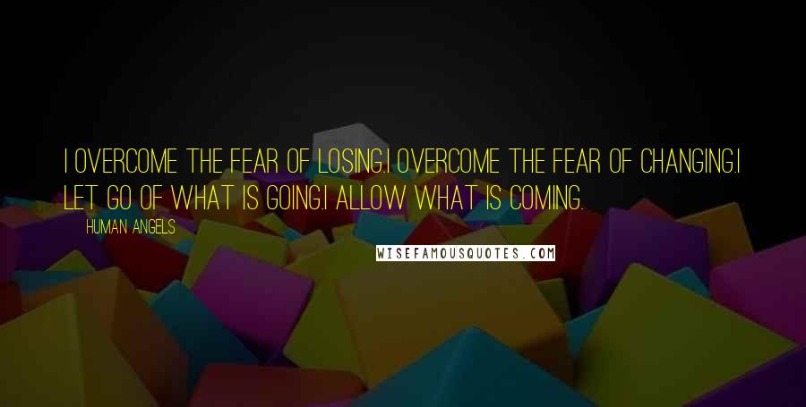 Human Angels Quotes: I overcome the fear of losing.I overcome the fear of changing.I let go of what is going.I allow what is coming.