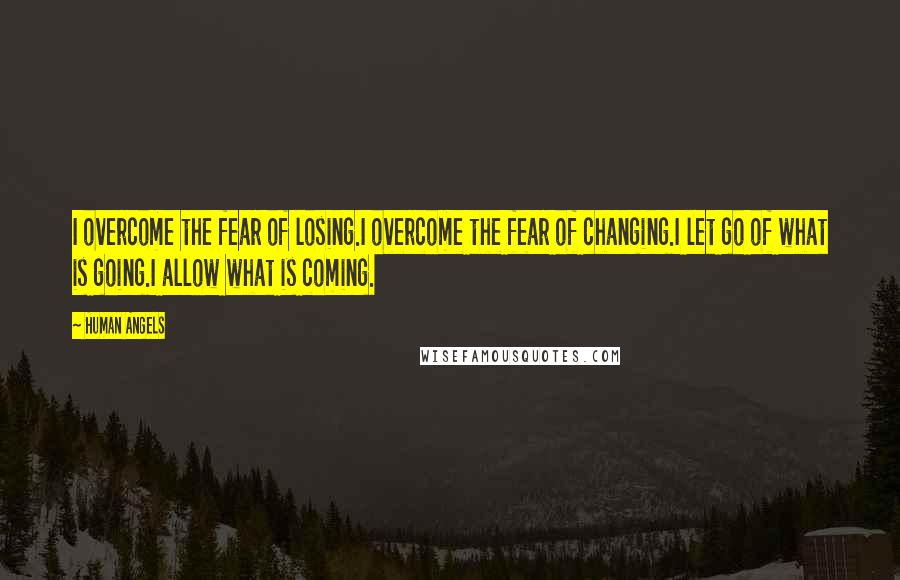 Human Angels Quotes: I overcome the fear of losing.I overcome the fear of changing.I let go of what is going.I allow what is coming.