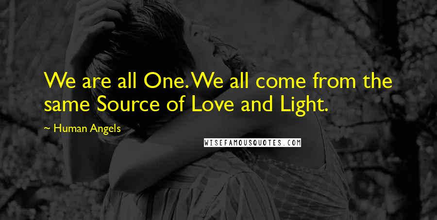 Human Angels Quotes: We are all One. We all come from the same Source of Love and Light.