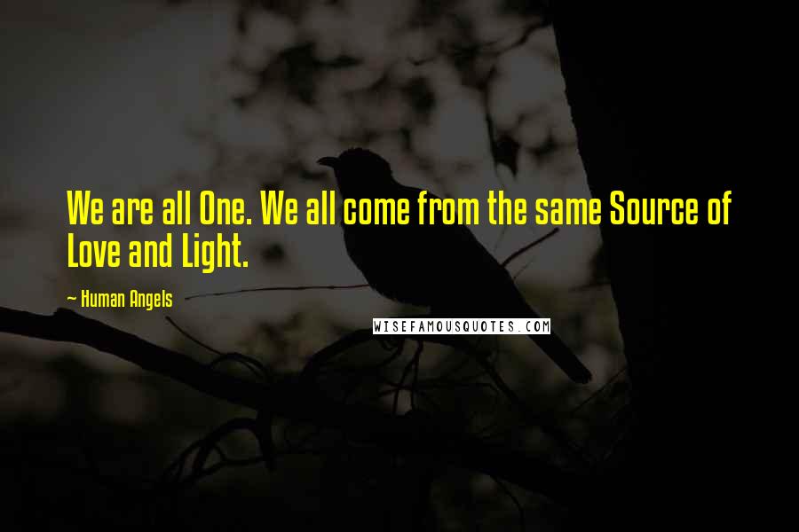 Human Angels Quotes: We are all One. We all come from the same Source of Love and Light.