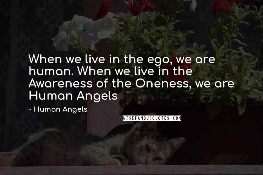 Human Angels Quotes: When we live in the ego, we are human. When we live in the Awareness of the Oneness, we are Human Angels