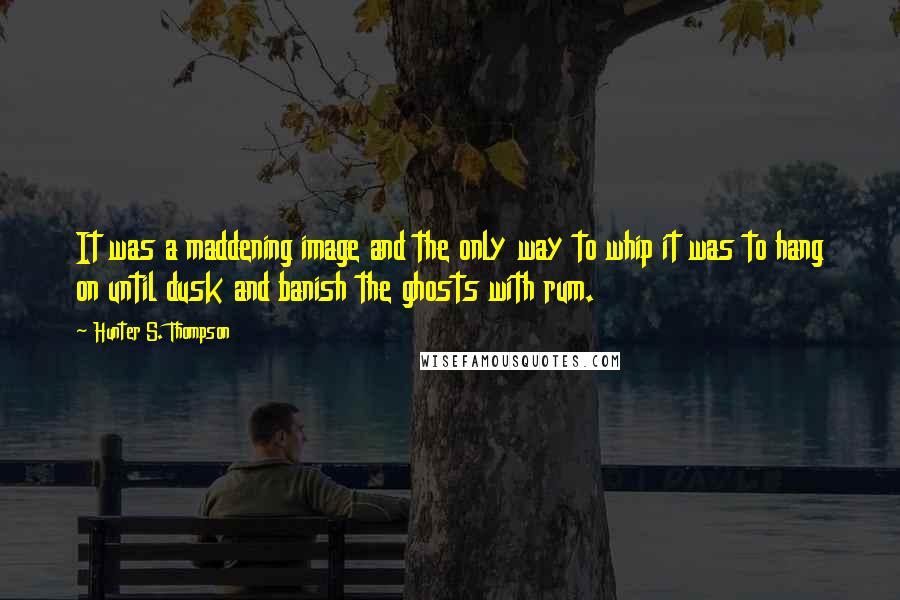 Hunter S. Thompson Quotes: It was a maddening image and the only way to whip it was to hang on until dusk and banish the ghosts with rum.