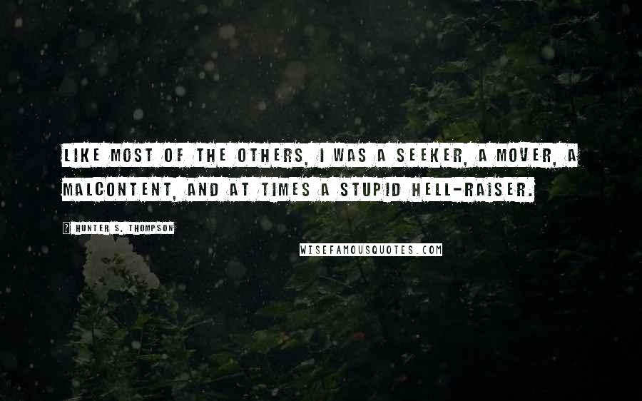 Hunter S. Thompson Quotes: Like most of the others, I was a seeker, a mover, a malcontent, and at times a stupid hell-raiser.