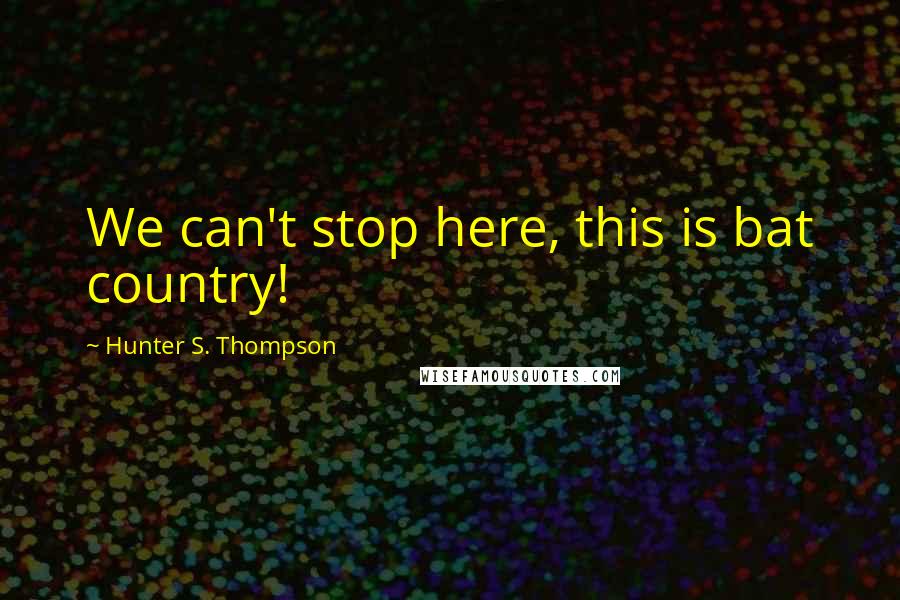 Hunter S. Thompson Quotes: We can't stop here, this is bat country!